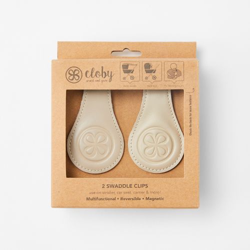 Cloby : Lot de 2 clips magnétiques en cuir "Beige"
