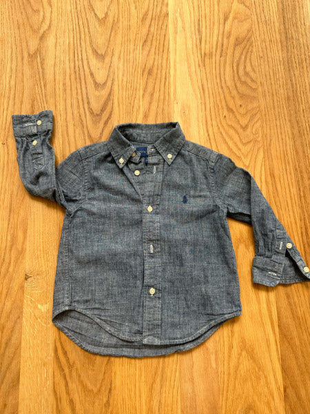 Chemise Ralph Lauren "Gris-bleu" | 6-7 ans