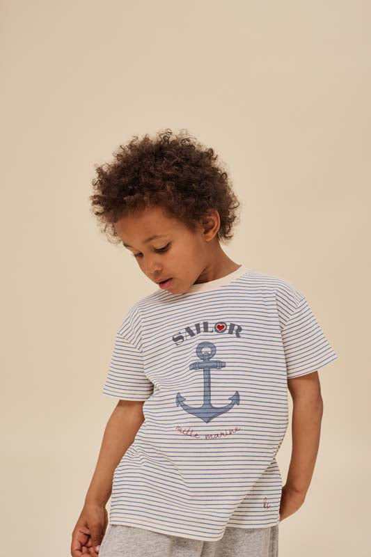 Konges Sløjd : T-shirt "Stripe Blue" | Famo Tee Gots