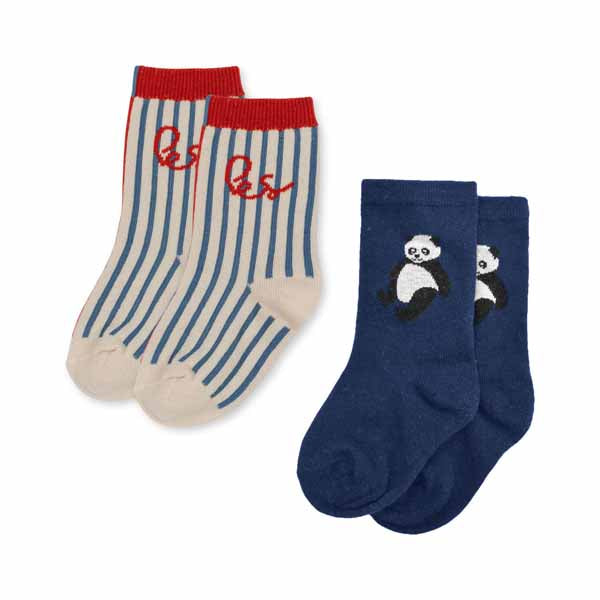 Konges Sløjd : Chaussettes Jacquard "Panda" - Lot de 2