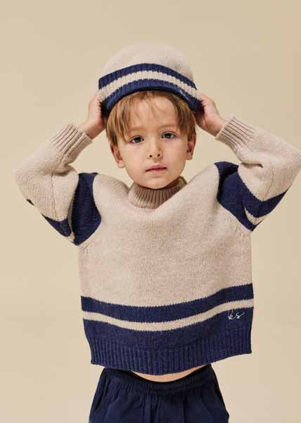 Konges Sløjd : Bonnet en laine mérinos "Hardy" Beige chiné