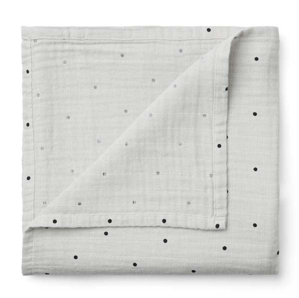 Liewood : Couverture "Ben" Classic à pois, gris éléphant | 110 x 110 cm