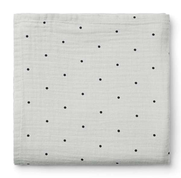 Liewood : Couverture "Ben" Classic à pois, gris éléphant | 110 x 110 cm