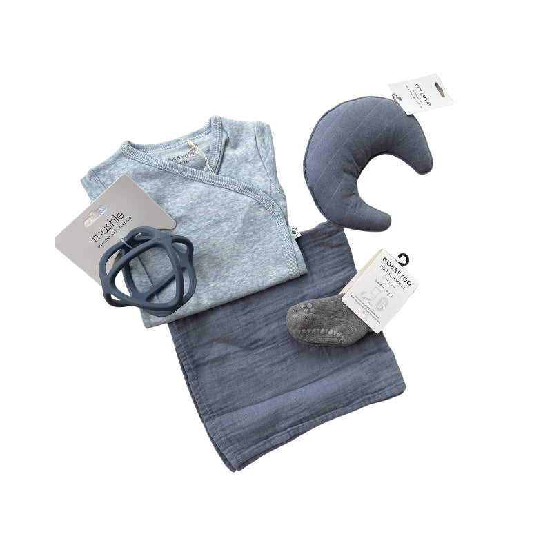 Coffret cadeau de naissance "Medium" Bleu | 4 pièces