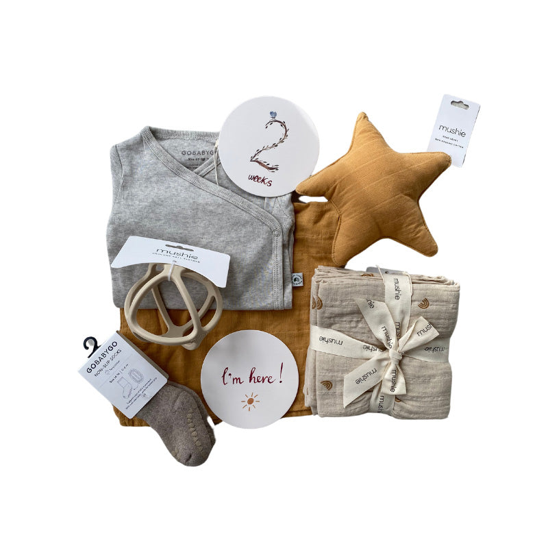 Coffret cadeau de naissance "Premium" neutre | 6 pièces