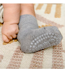 GoBabyGo : Chaussettes antidérapantes en bambou "Gris chiné"