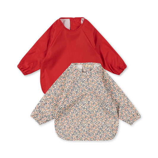Konges Sløjd: Long-sleeved bib 2-pack "Champ bleu/Barbados Cherry"
