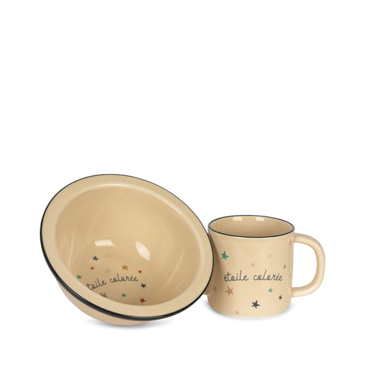 Konges Sløjd: Ceramic bowl & mug "Etoile Colorée"