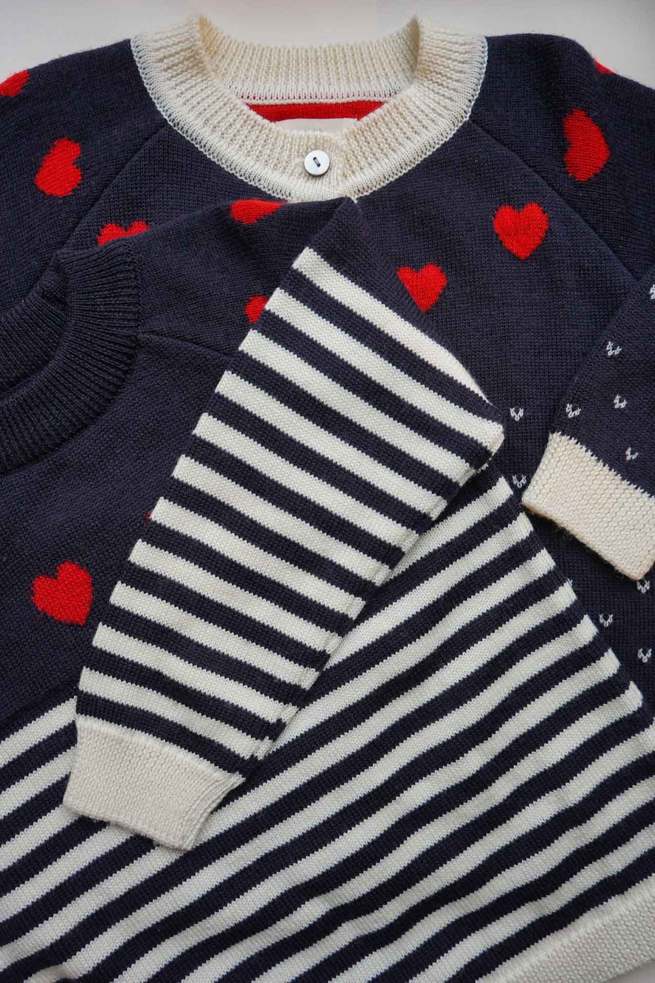 Konges Sløjd : Pull en mérinos "Heart Stripe"