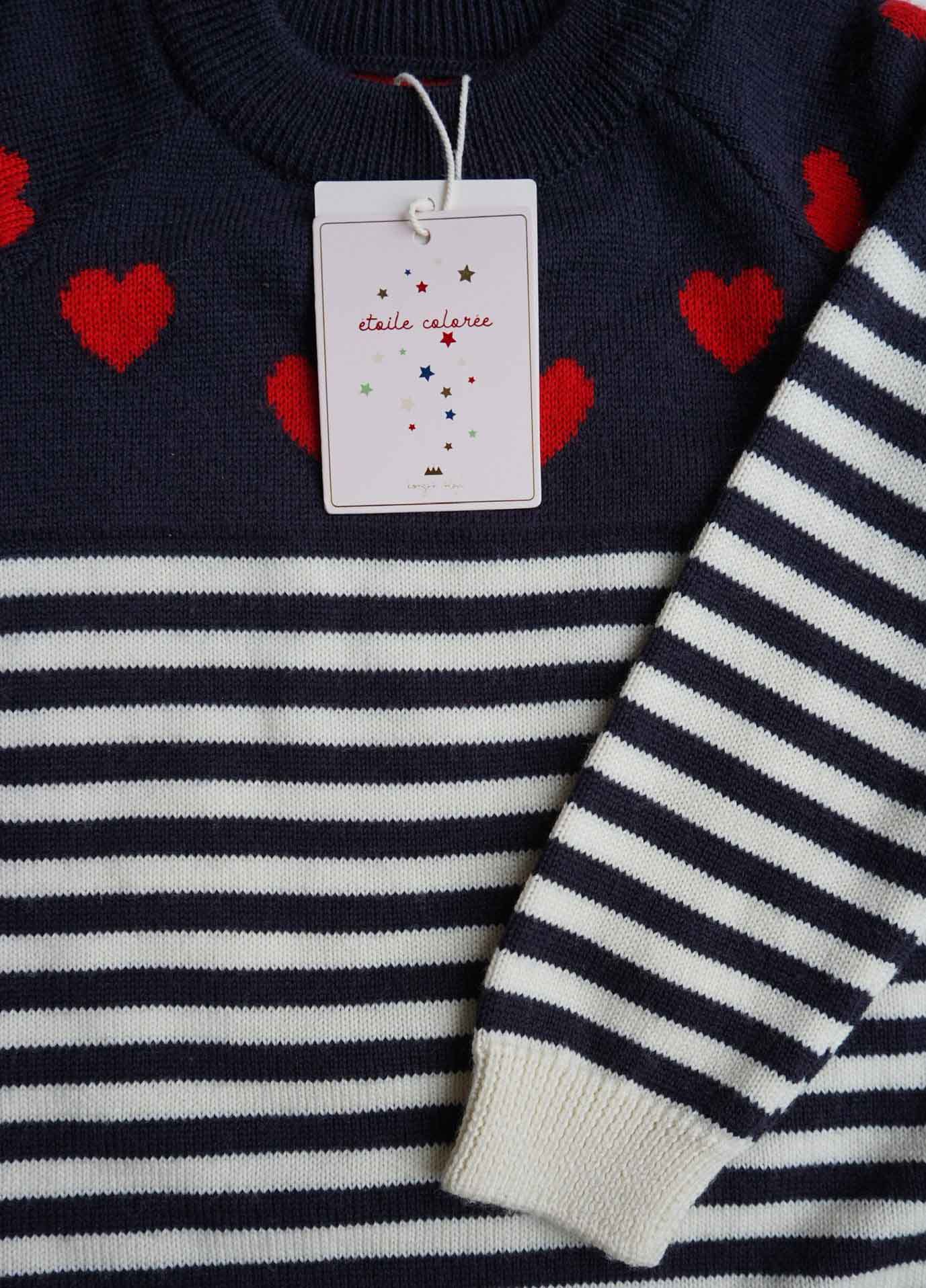 Konges Sløjd : Pull en mérinos "Heart Stripe"