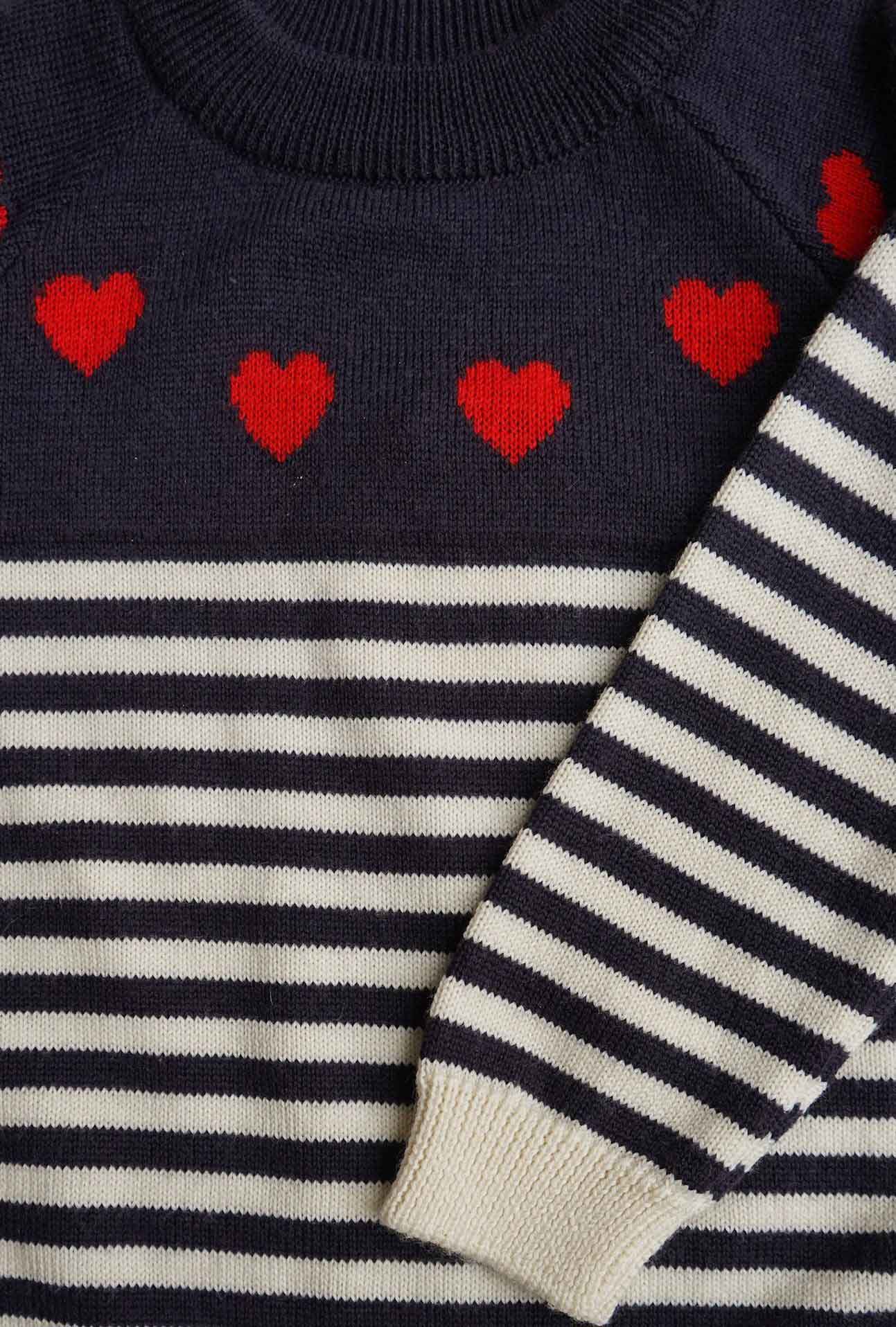 Konges Sløjd : Pull en mérinos "Heart Stripe"