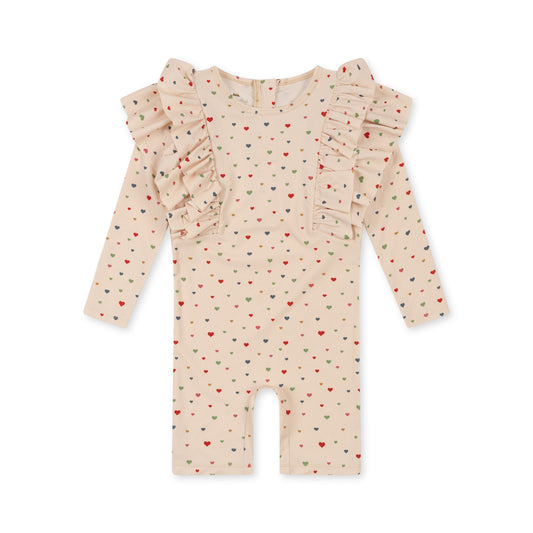 Konges Sløjd: Swimsuit Manuca Frill Onesie "Multi hearts"
