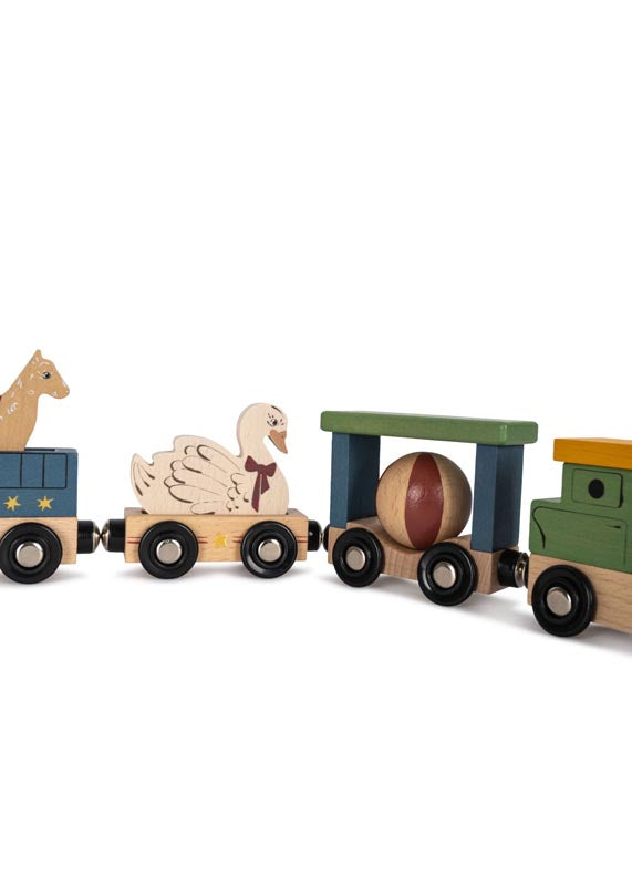 Konges Sløjd : Train en bois d'hêtre "Wooden animal train" | 6 pièces