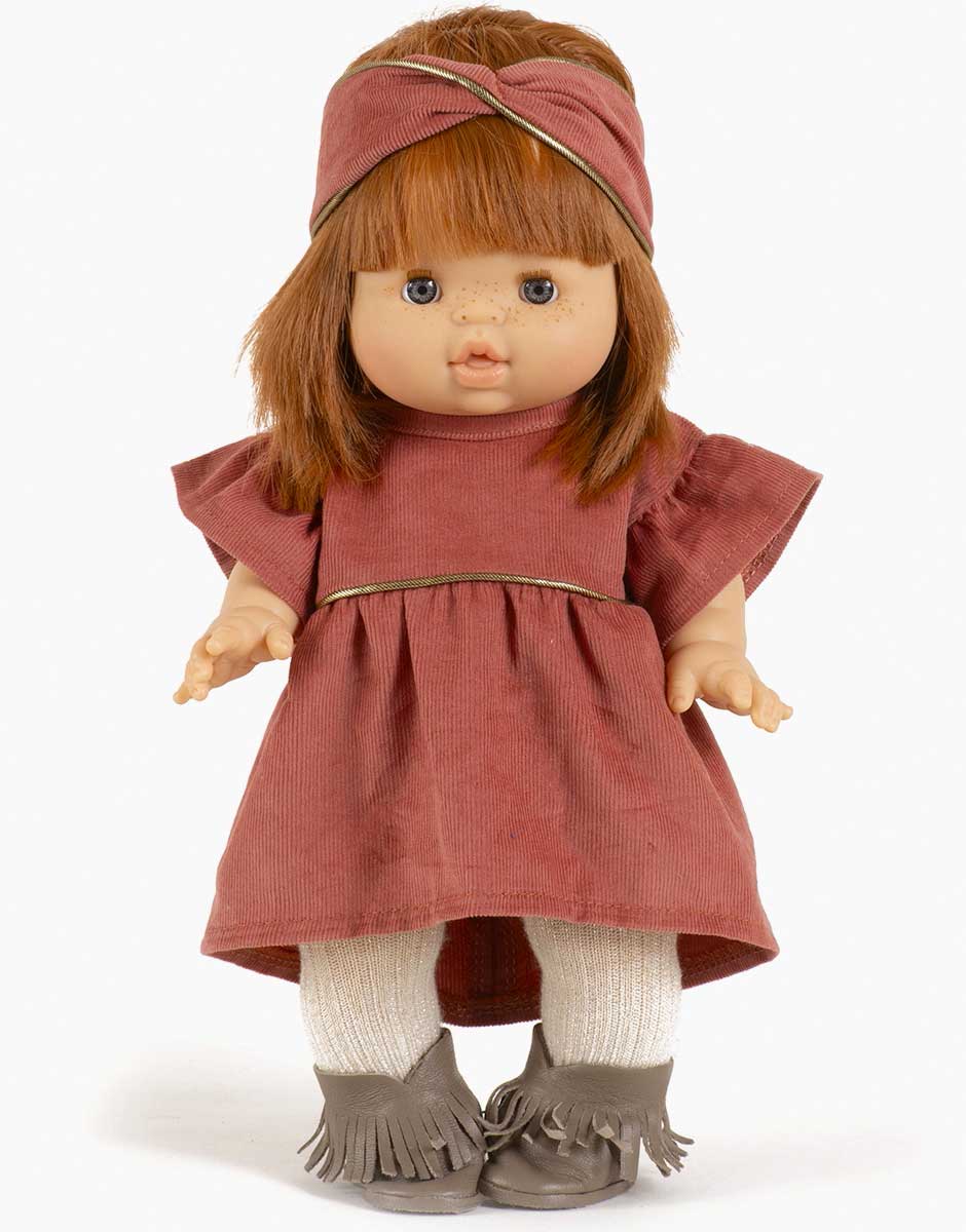 Minikane : Robe et bandeau pour poupée "Daisy" | Gordis (34cm) | Brun-rouge