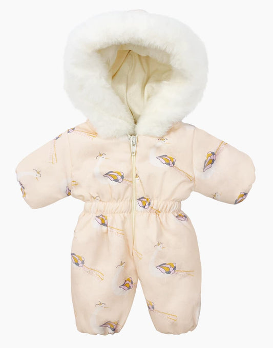 Minikane: Doll clothing cotton ski suit "Gigi Peacocks roses" | Size 34 cm