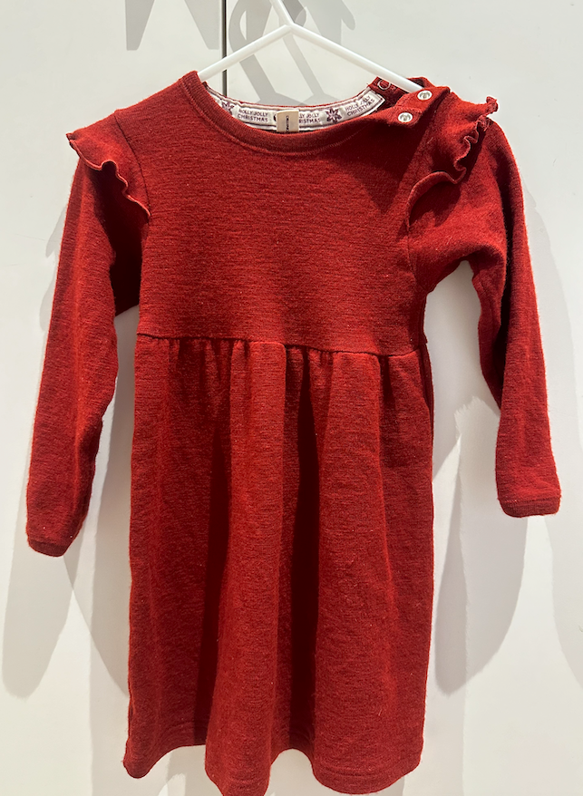 Dilling Langarmkleid "Red Lady" aus 100 % Merinowolle | Gr. 92