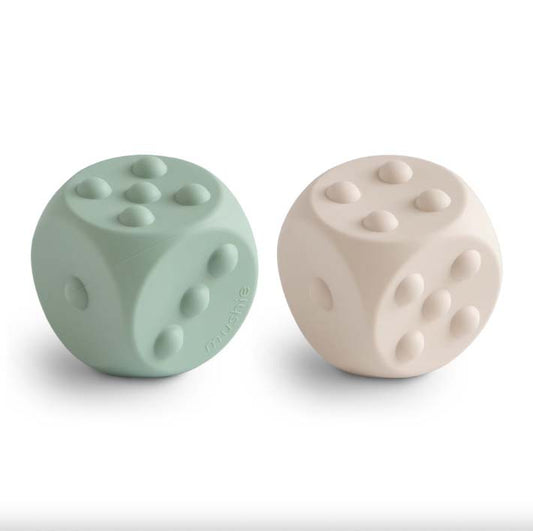 Mushie: Cube Pressure Toy "Cambridge Blue/Shifting Sands" 2-pack