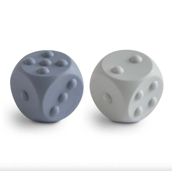 Mushie : Jouet à presser en forme de cube "Tradewinds/Stone" - lot de 2