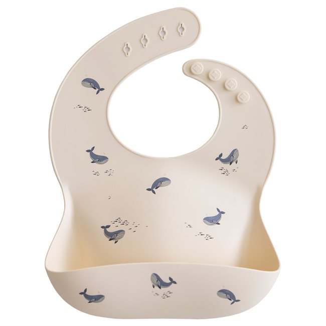 Mushie : Bavoir en silicone "Baleines"