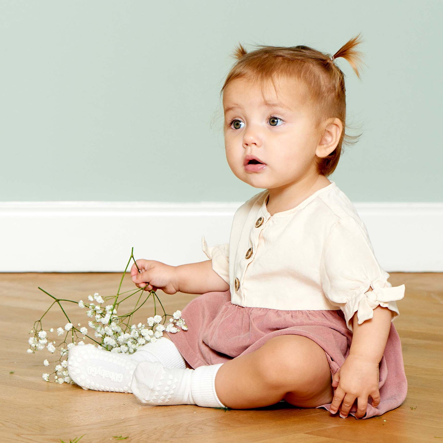 GoBabyGo: Rutschfeste Socken Bambus "Off White"