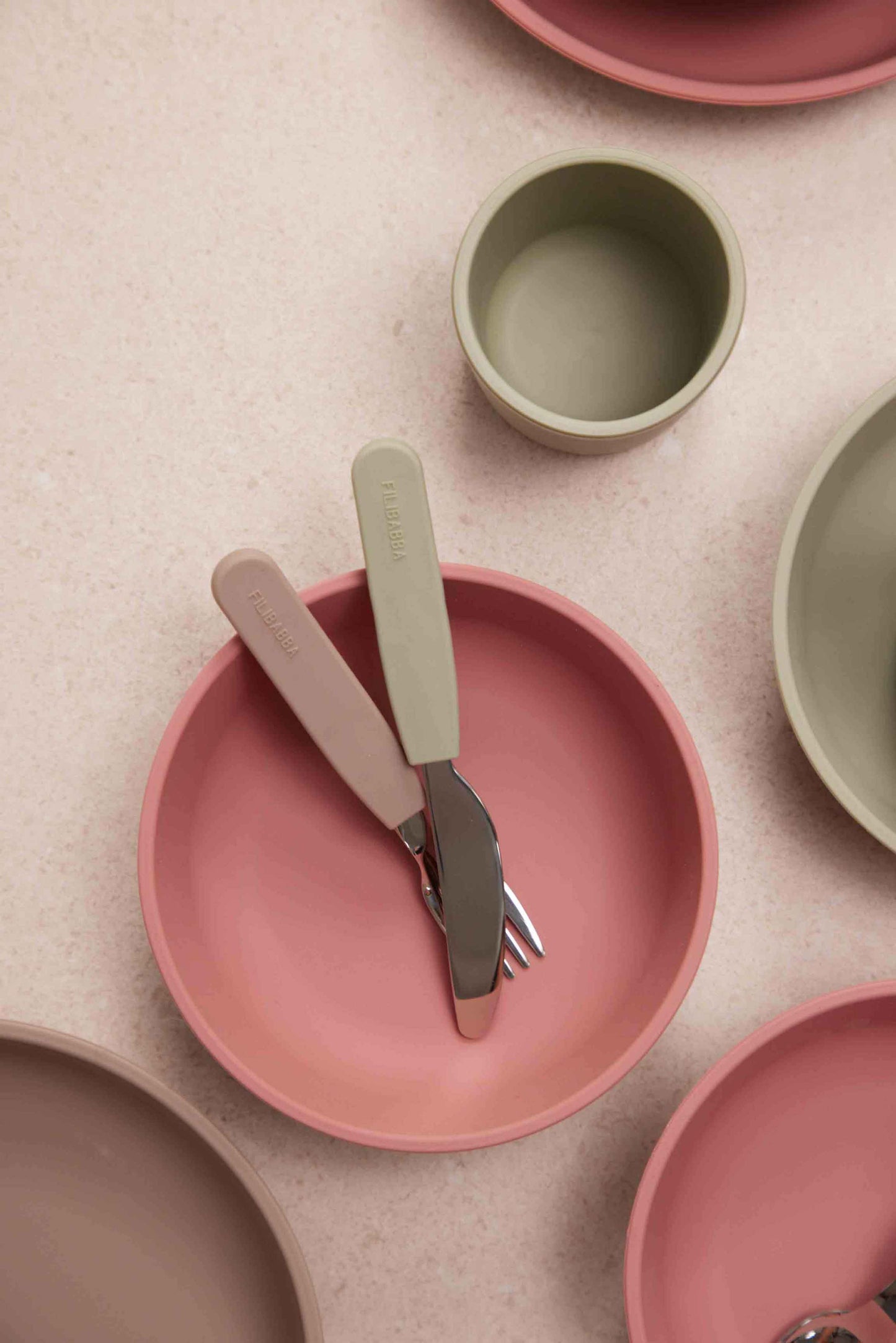 Filibabba : Set de couverts en silicone "Vert"