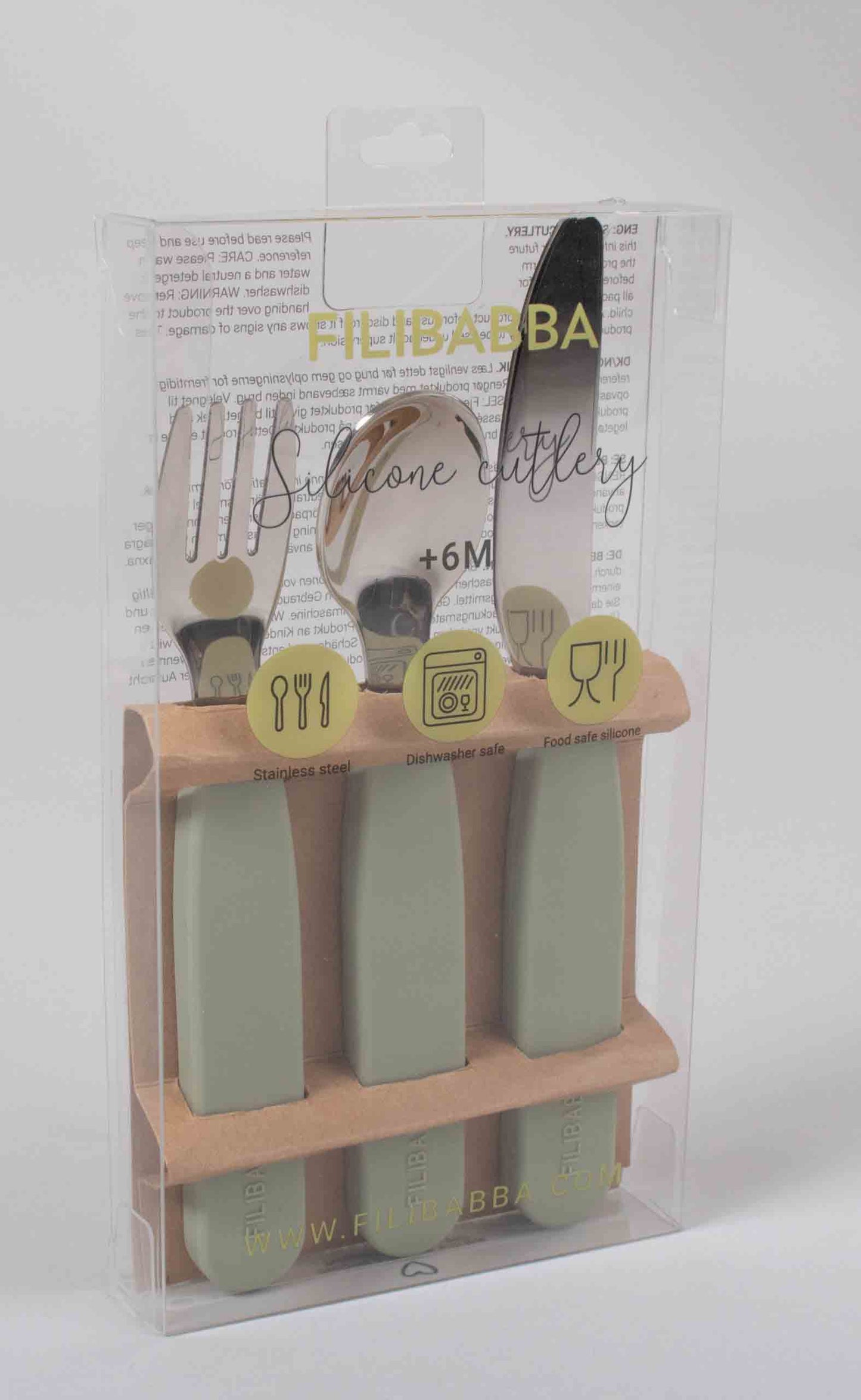 Filibabba : Set de couverts en silicone "Vert"