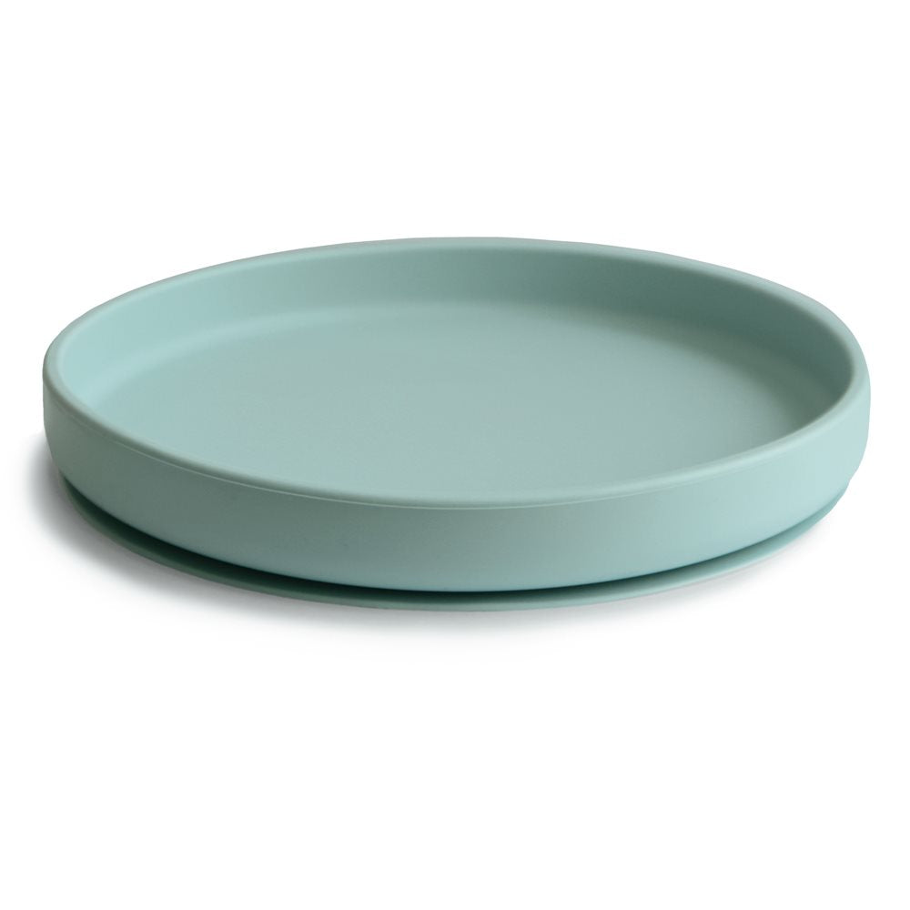 Mushie: Silikon Teller klassisch "Cambridge Blue" mit Saugnapf