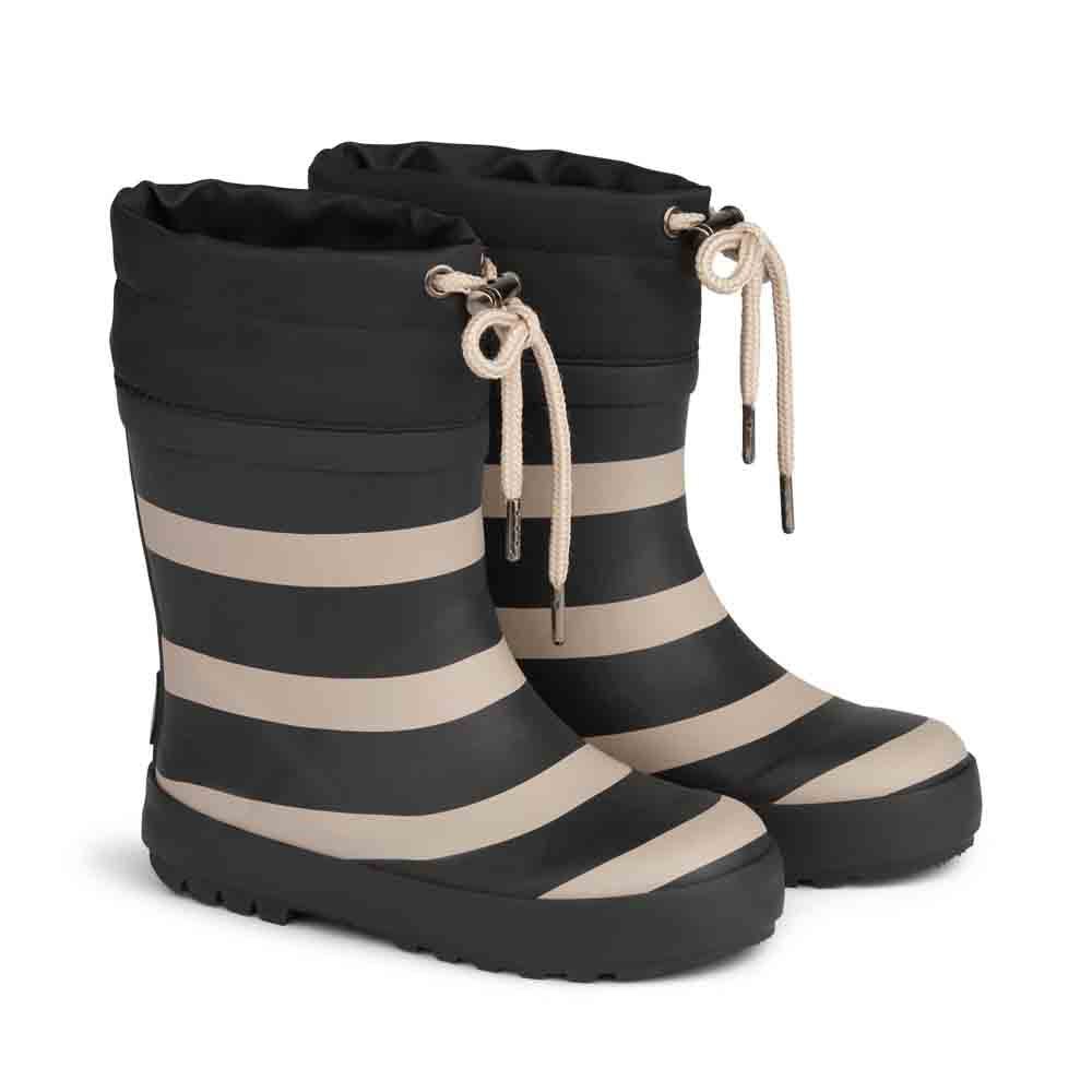 Wheat : Bottes en caoutchouc thermiques "Stripe" noires