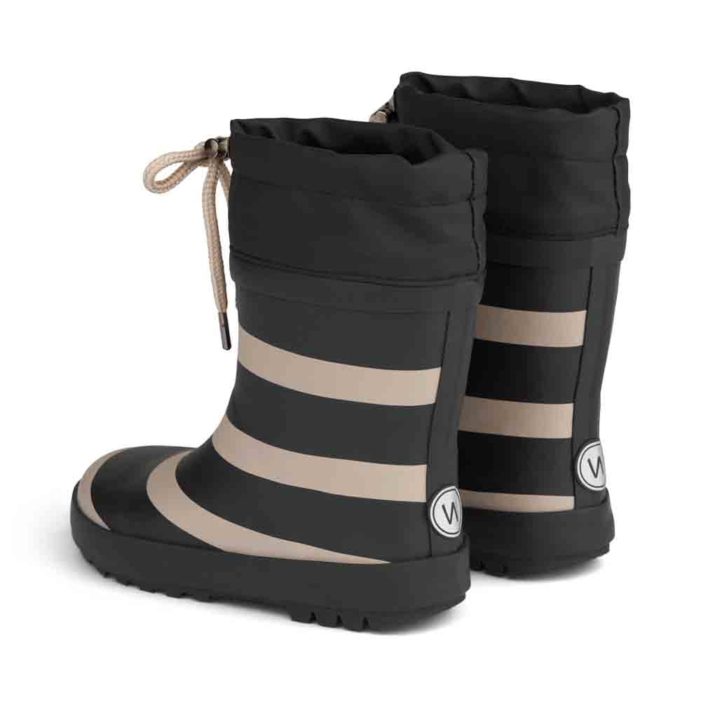 Wheat : Bottes en caoutchouc thermiques "Stripe" noires