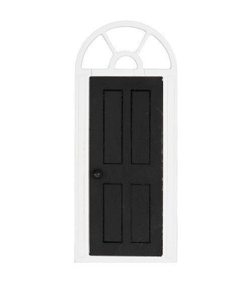 Gnome : Porte de gnome noir et blanc avec arche en bois | 10x23,8cm
