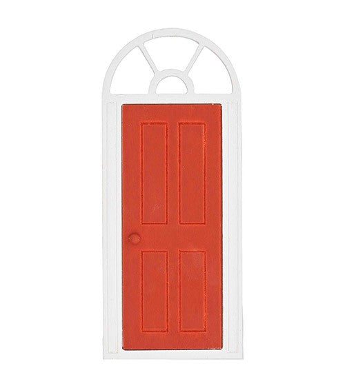 Gnome : Porte de gnome rouge et blanche avec arche en bois | 10x23,8cm