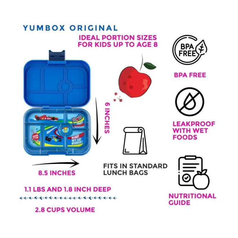 Yumbox : Boîte à goûter | Bleu surf original | 6 compartiments