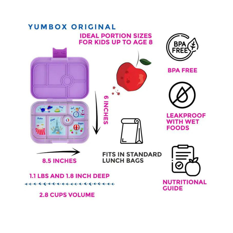 Yumbox : Boîte à goûter | Original Lulu Purple | 6 compartiments