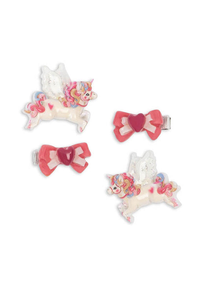Konges Sløjd: Children's Hair Clips 4-Pack "Unicorn &amp; Bows"
