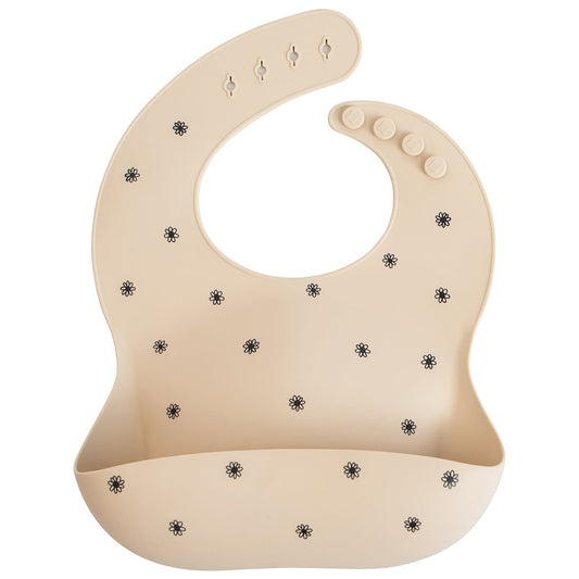 Mushie: Silicone Bib "Black Daisy"